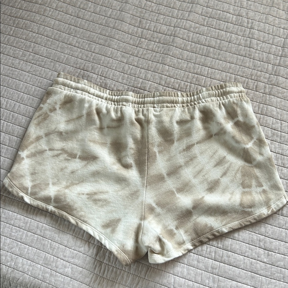 Z supply SADIE SPIRAL TIE-DYE comfy 100% cotton pull on beige lounge shorts L​ - Picture 7 of 10